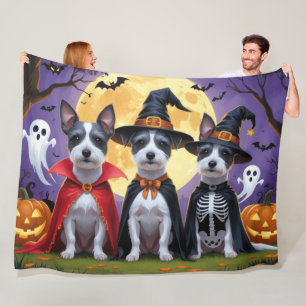 Rat Terrier Honden Pompoen Halloween Grappig Fleece Deken