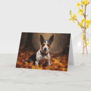 Rat Terrier in herfstbladeren val inspireert Kaart