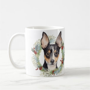Rat Terrier Kerstkrans Feestelijke Pup Koffiemok