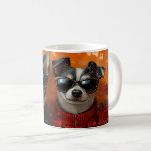 Rat Terrier Met Hartrozen Valentijnsdag Koffiemok