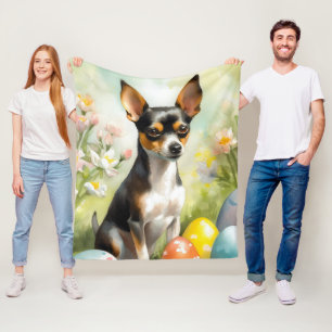 Rat Terrier met Pasen Eieren Vakantie Fleece Deken