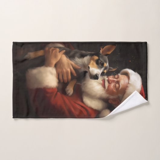 Rat Terrier met Sinterklaas Feestelijke Kerstmis Bad Handdoek (Handdoek)