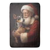 Rat Terrier met Sinterklaas Feestelijke Kerstmis Badmat (Voorkant Verticaal)