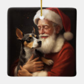 Rat Terrier met Sinterklaas Feestelijke Kerstmis Keramisch Ornament (Achterkant)