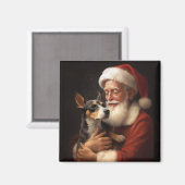 Rat Terrier met Sinterklaas Feestelijke Kerstmis Magneet (Voorkant / Achterkant)