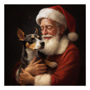 Rat Terrier met Sinterklaas Feestelijke Kerstmis Perfect Poster