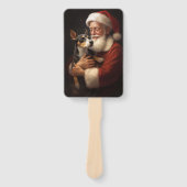 Rat Terrier met Sinterklaas Festieve Kerst Handwaaier (Voorkant)