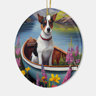Rat Terrier op een peddel: Een Schilderachtig avon Keramisch Ornament