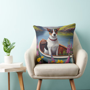 Rat Terrier op een peddel: Een schilderachtig avon Kussen