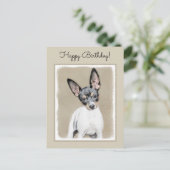 Rat Terrier Painting - Cute Original Dog Art Briefkaart (Staand voorkant)