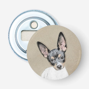 Rat Terrier Painting - Cute Original Dog Art Button Flesopener
