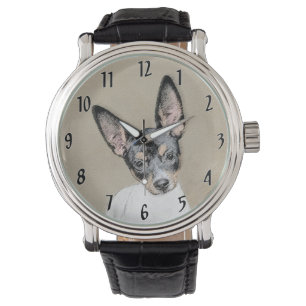 Rat Terrier Painting - Cute Original Dog Art Horloge