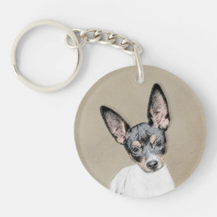 Rat Terrier Painting - Cute Original Dog Art Sleutelhanger