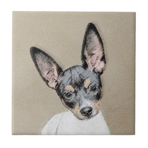 Rat Terrier Painting - Cute Original Dog Art Tegeltje
