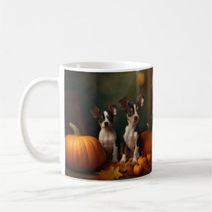 Rat Terrier Puppy Herfst Plezier Pompoen  Koffiemok