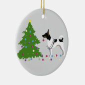 Rat Terrier Silhouette kerstdesign Keramisch Ornament (Rechts)