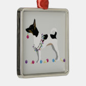 Rat Terrier Silhouette kerstdesign Metalen Ornament (Rechts)
