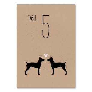 Rat Terrier Silhouettes Dogs Wedding Reception Kaart