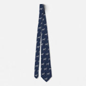 Rat Terrier Silhouettes Pattern Blue en Grey Stropdas (Achterkant)
