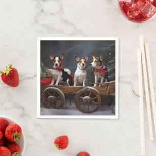 Rat Terrier Sneeuw Slede Kerst Decoratie Servet