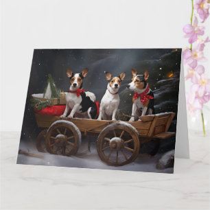 Rat Terrier Sneeuw slee Santa Claus decoratie Kaart