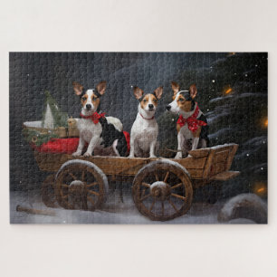 Rat Terrier Sneeuw Sleebalg Kerst Decoratie Legpuzzel