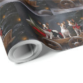 Rat Terrier Snowy Sleigh Kerst Decor Cadeaupapier (Rol Hoek)