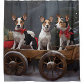 Rat Terrier Snowy Sleigh Kerst Decor Douchegordijn (Voorkant)