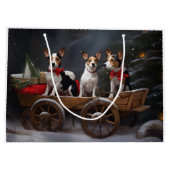 Rat Terrier Snowy Sleigh Kerst Decor Groot Cadeauzakje (Achterkant)
