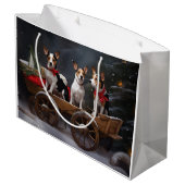 Rat Terrier Snowy Sleigh Kerst Decor Groot Cadeauzakje (Achterkant Gekanteld)