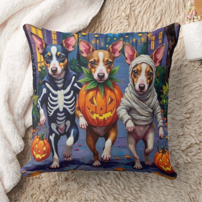 Rat Terrier Trick-or-Treating Halloween kostuums Kussen (Deken)
