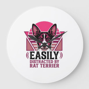 Rat Terrier Vintage Gemakkelijk Afleidbare Hond Sh Grote Klok