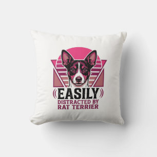 Rat Terrier Vintage Gemakkelijk Afleidbare Hond Sh Kussen