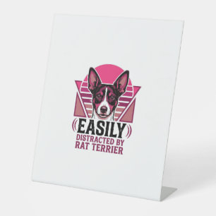 Rat Terrier Vintage Gemakkelijk Afleidbare Hond Sh Reclamebord Met Voetstuk