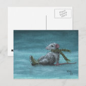 Rat viel terwijl briefkaart met schaatsen op ijs (Voorkant / Achterkant)