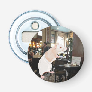 Rat Waiter surreal Button Flesopener