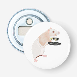 Rat Waiter surreal Button Flesopener