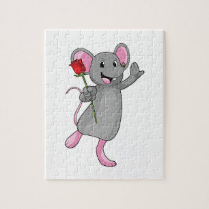 Rat with Rose Flower Legpuzzel