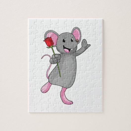 Rat with Rose Flower Legpuzzel (Verticaal)