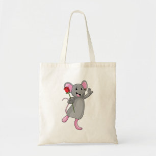 Rat with Rose Flower Tote Bag