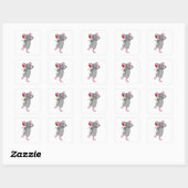 Rat with Rose Flower Vierkante Sticker (Vel)