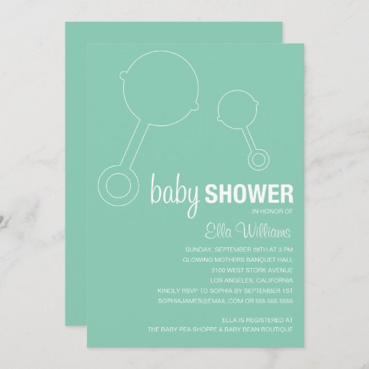 RATEAUX RÉTRO EN MOUSSE MARINE | INVITATION BABY (Devant / Derrière)