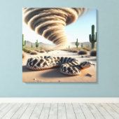 Ratelslang in een woestijn met stofduivel canvas afdruk (Insitu (Houten vloer))