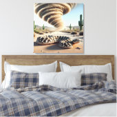 Ratelslang in een woestijn met stofduivel canvas afdruk (Insitu (Slaapkamer))