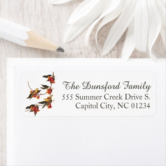 Rathbones Warbler Audubon Bird op Crossvine Etiket (Insitu)