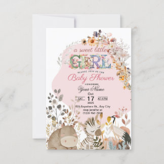 Ratinbow baby shower uitnodiging voor baby meisje