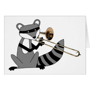 Raton laveur jouant le trombone
