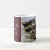 Raton laveur mignon de bandit, volant votre tasse (Centre)