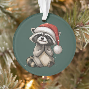 Raton laveur Noël Animal Chapeau Santa Noël