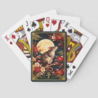 Rats du zodiaque chinois avec cartes à jouer à la 